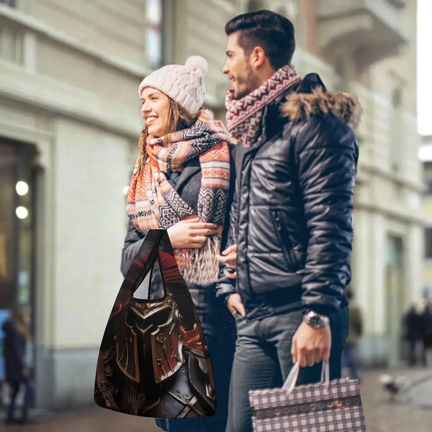 Grocery Bag Reusable Tote Bag Foldable Wild Elk Shopping Bag Handbag Washable Shoulder Bag for Travel