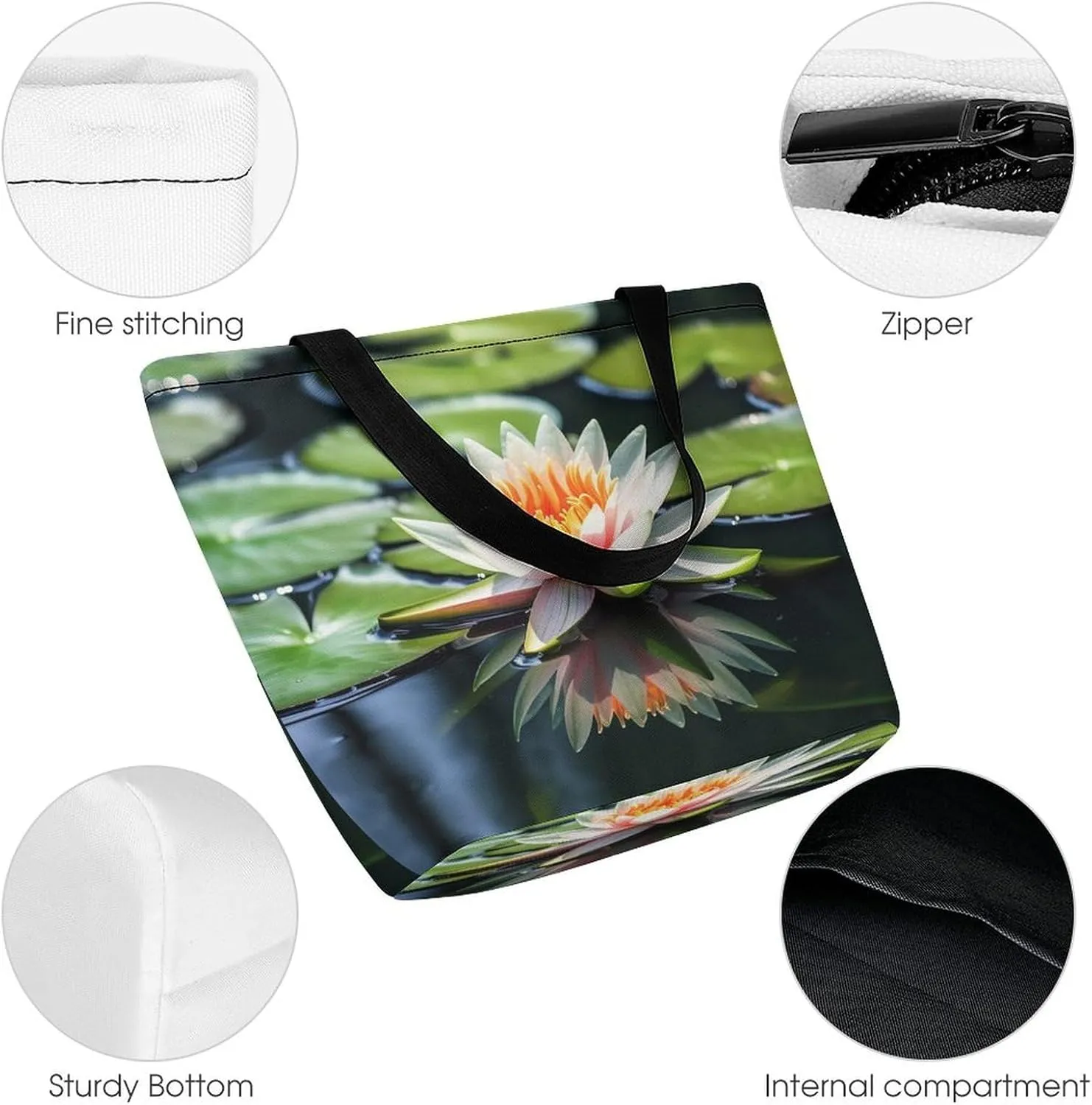 Grocery Bag Reusable Tote Bag Foldable Wolf Under Moon Shopping Bag Handbag Washable Shoulder Bag for Travel