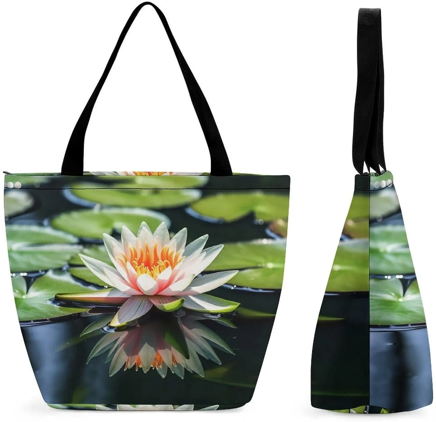 Grocery Bag Reusable Tote Bag Foldable Wolf Under Moon Shopping Bag Handbag Washable Shoulder Bag for Travel