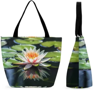 Grocery Bag Reusable Tote Bag Foldable Wolf Under Moon Shopping Bag Handbag Washable Shoulder Bag for Travel