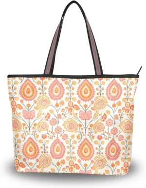 GuoChe Silk Fabric Zippered Womens Tote Bag Stylish Handbags Casual Shoulder Work for Everyday & Travel