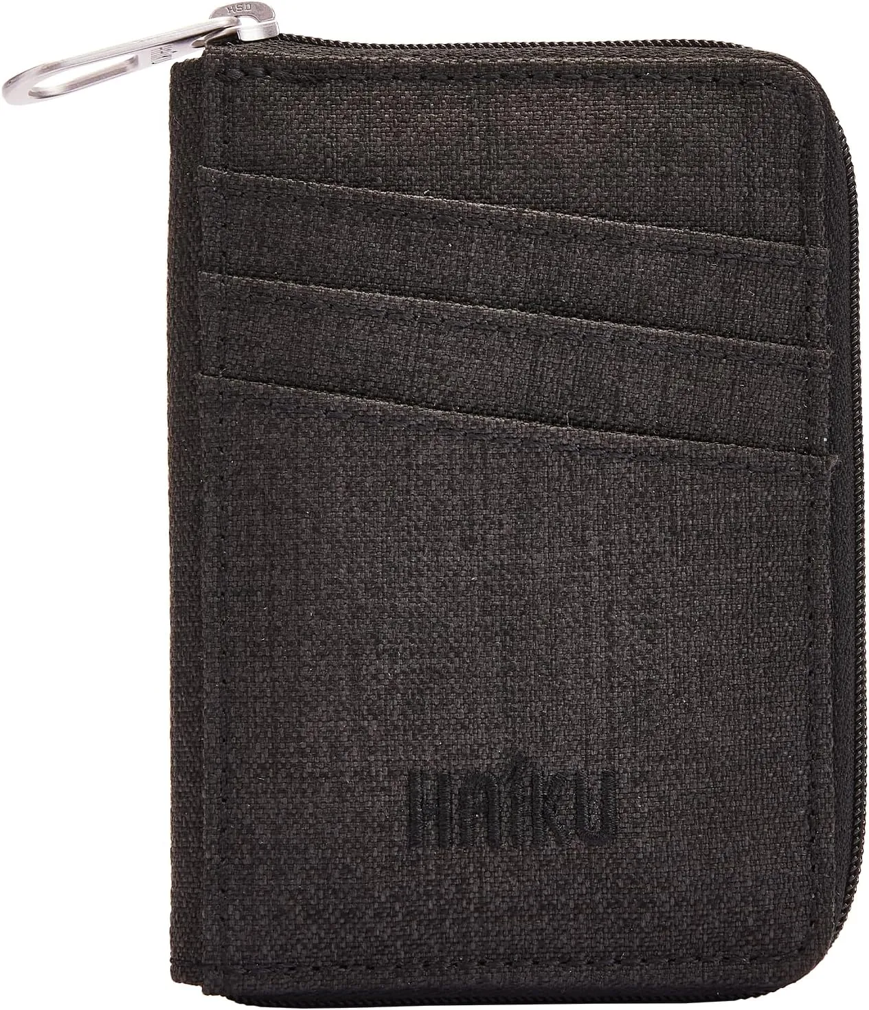 HAIKU Sprout Wallet, Lightweight Small Wristlet Wallet with Zippered Pouch, RFID Pockets, and Removeable Wrist Strap, Black in Bloom