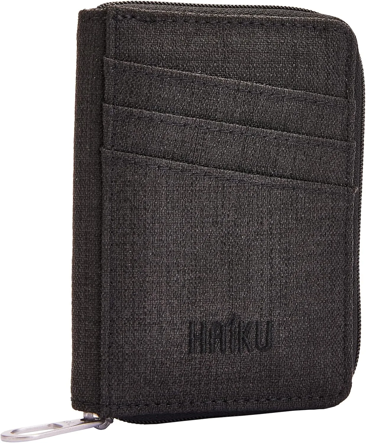 HAIKU Sprout Wallet, Lightweight Small Wristlet Wallet with Zippered Pouch, RFID Pockets, and Removeable Wrist Strap, Black in Bloom