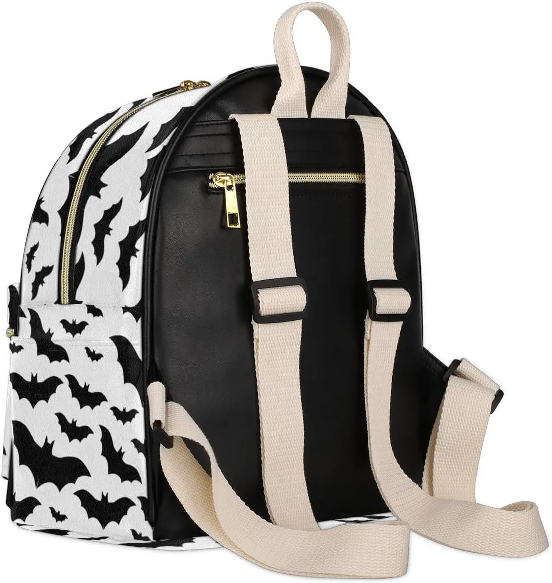 Halloween Bat Mini Backpack Purse for Women Teen Girls, Bat Silhouette Leather Small Backpack Lightweight Casual Travel Daypacks Shoulder Bag for Fashion