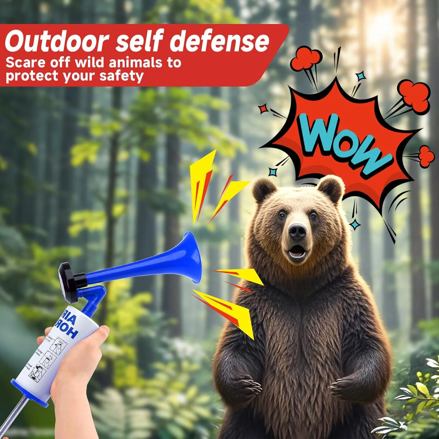 Handheld Air Horn Aluminum Loud Noisemakers Safety Horns for Boats Sports Events Hand Held Air Pump Trumpet Loud Party Noise Maker Cheer-leading Fans