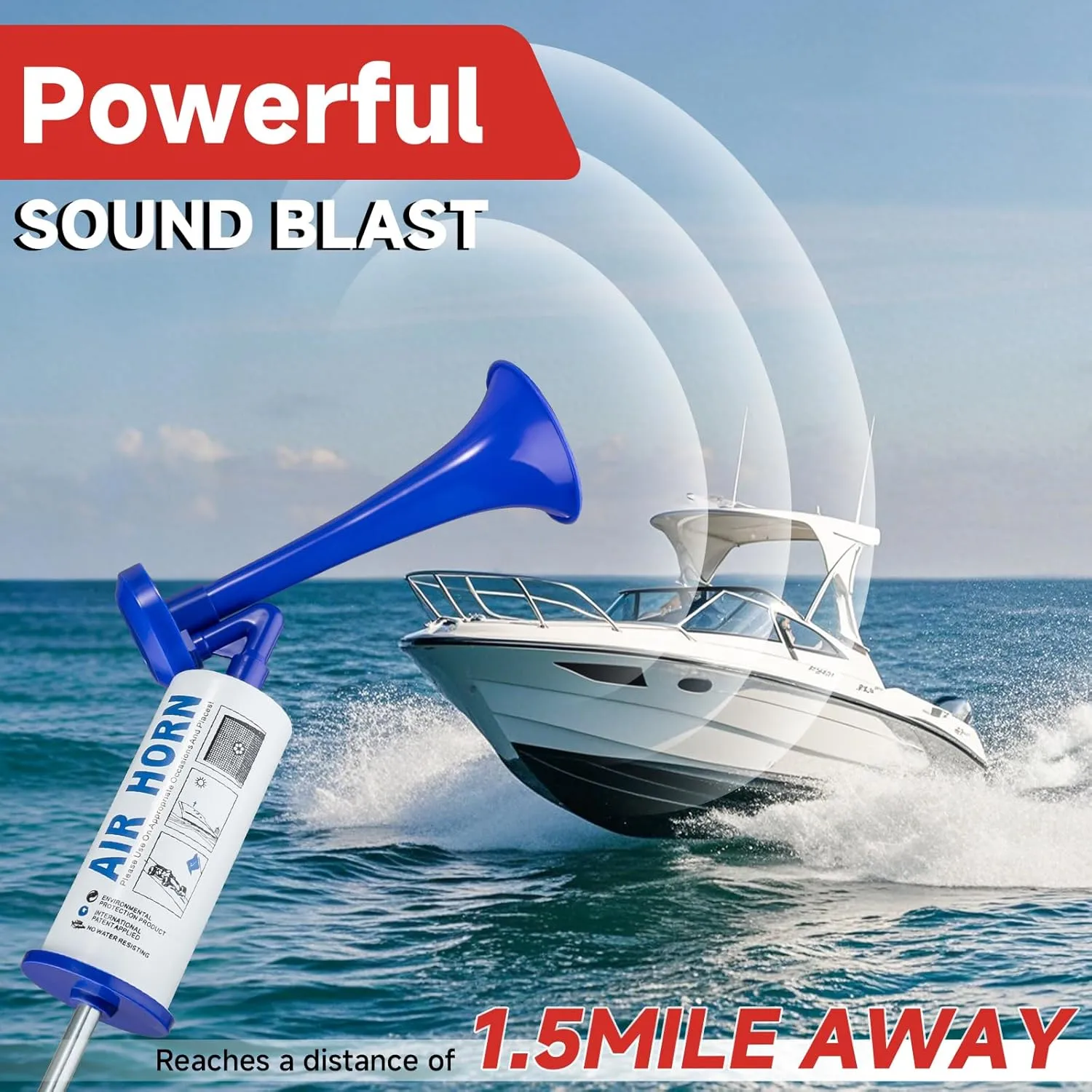 Handheld Air Horn Aluminum Loud Noisemakers Safety Horns for Boats Sports Events Hand Held Air Pump Trumpet Loud Party Noise Maker Cheer-leading Fans