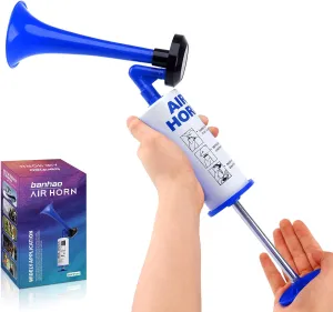 Handheld Air Horn Aluminum Loud Noisemakers Safety Horns for Boats Sports Events Hand Held Air Pump Trumpet Loud Party Noise Maker Cheer-leading Fans