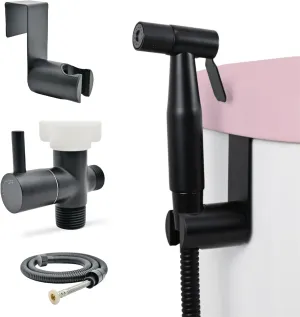 Handheld Toilet Bidet Sprayer for Toilet-Adjustable Water Pressure Control with Bidet Hose for Feminine Wash, Stainless Steel Brushed Nickel Cloth Diaper for Baby Wash (Matte Black, 1)