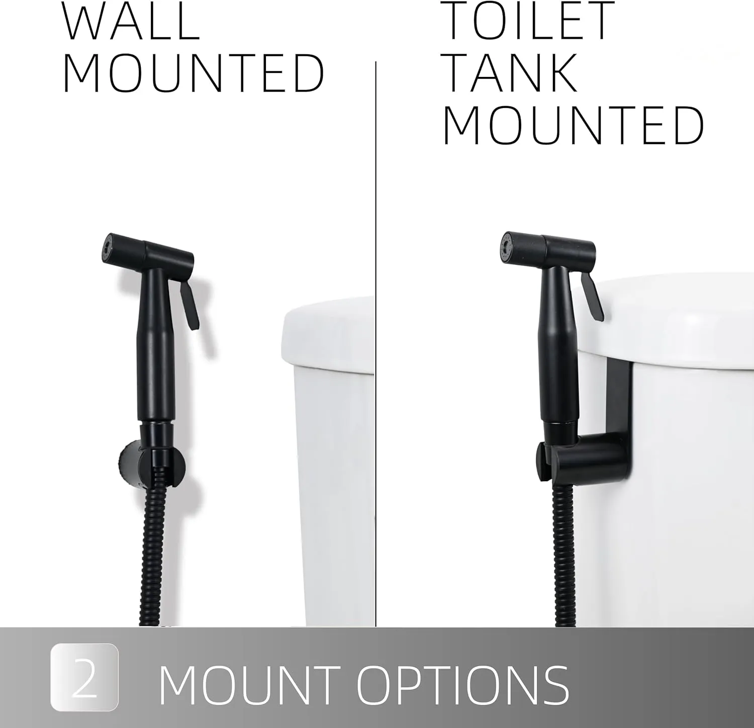 Handheld Toilet Bidet Sprayer for Toilet-Adjustable Water Pressure Control with Bidet Hose for Feminine Wash, Stainless Steel Brushed Nickel Cloth Diaper for Baby Wash (Matte Black, 1)