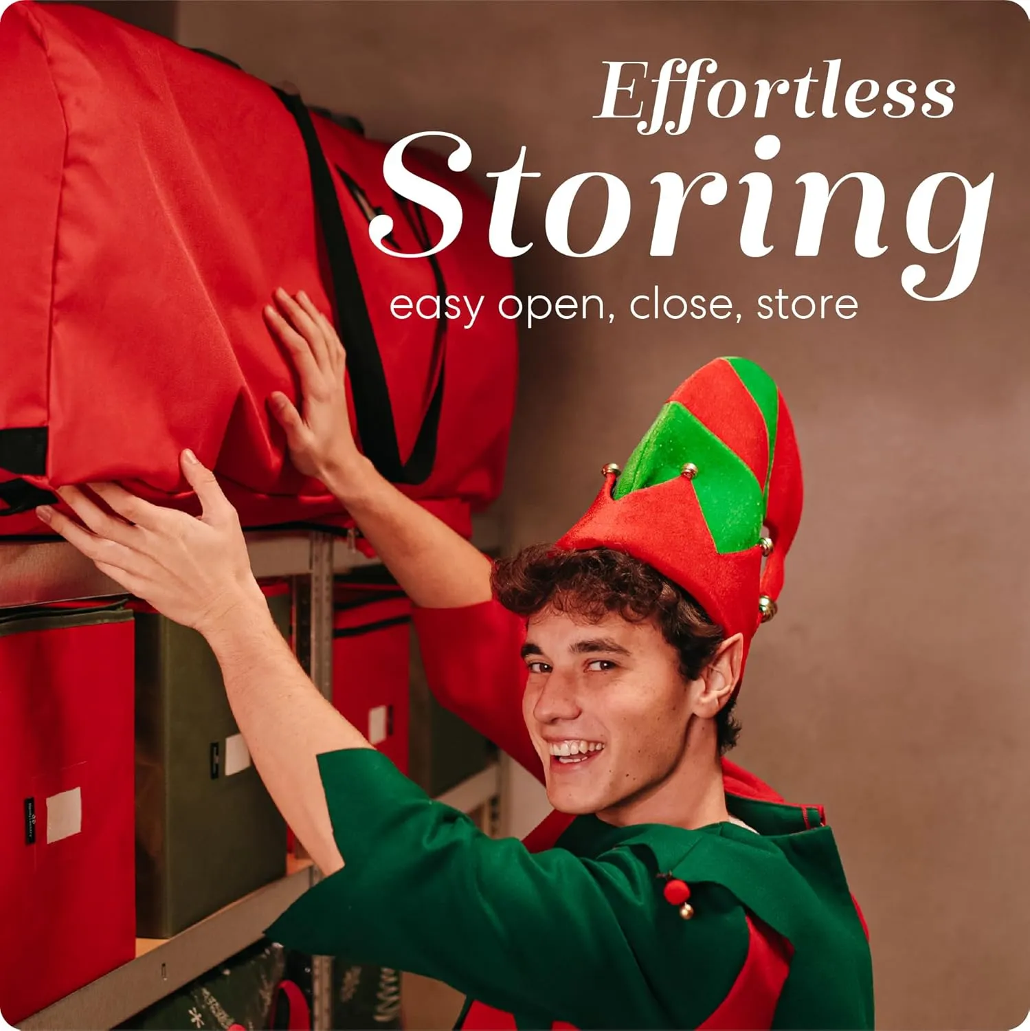 Handy Laundry, Rolling Tree Storage Bag - Storage for 9-Foot Artificial Christmas Holiday Tree. Zippered Bag, Carry Handles & Wheels for Easy Transport. Protects Against Dust, Insects, Moisture, RED