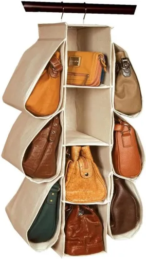Hanging Purse Handbag Organizer Homewares Nonwoven 10 Pockets Hanging Closet Storage Bag