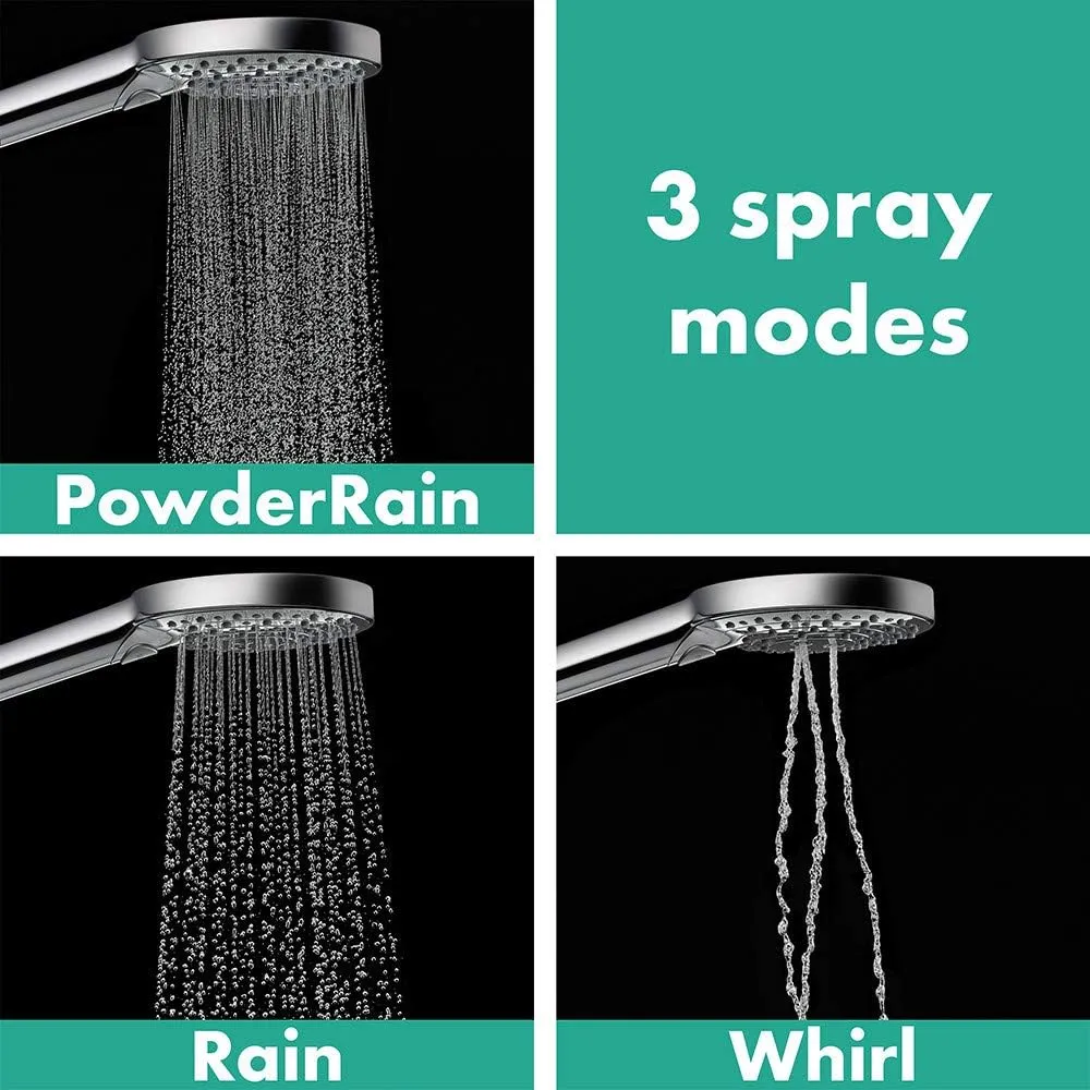 hansgrohe Raindance Select S Low Flow 5-inch Handheld Shower Head Modern 3 -Spray PowderRain, Rain, Whirl 26036821