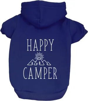Happy Camper Pullover Fleece Lined Dog Hoodie with Leash Hole (Royal Hooded Sweatshirt)