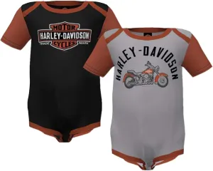 Harley-Davidson Baby Boys' 2-Pack Colorblocked Rib Creeper Set - Gray/Black