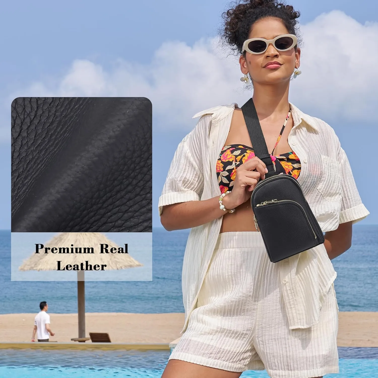 Haytijoe RFID Blocking Crossbody Bags for Women Travel Small Sling Bag Leather Cross Body Bag for Woman Fanny Packs Chest Bag