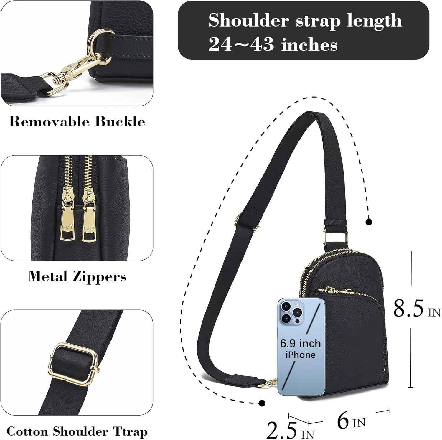 Haytijoe RFID Blocking Crossbody Bags for Women Travel Small Sling Bag Leather Cross Body Bag for Woman Fanny Packs Chest Bag
