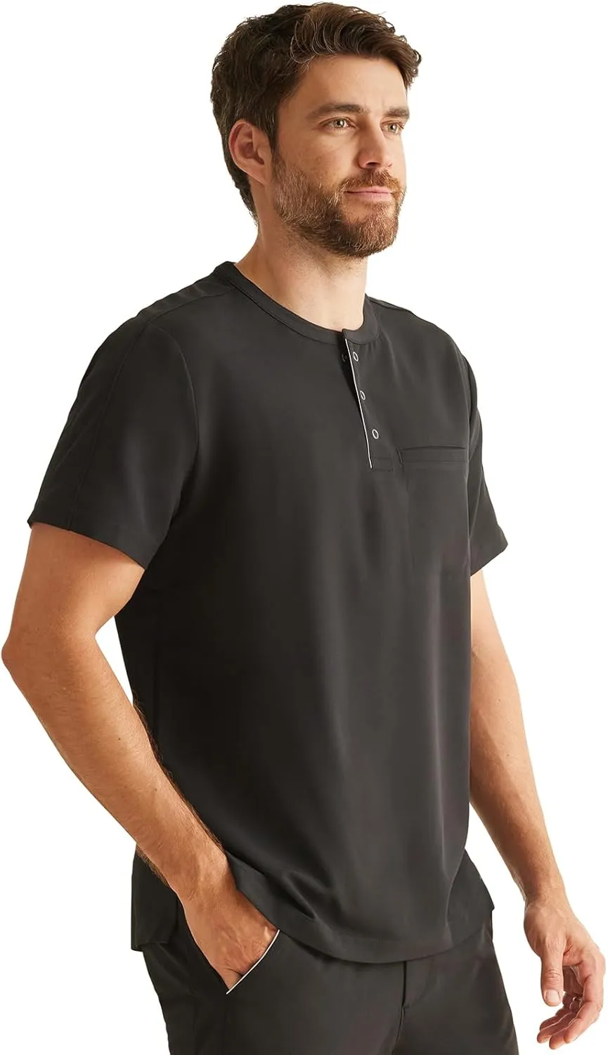 Healing Hands Men's Medical Scrub Top Shane with 1 Pocket, Snap-Closure Placket, Moisture Wicking, 360° Stretch - HH701