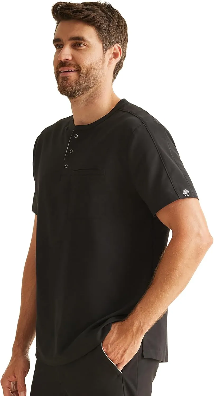 Healing Hands Men's Medical Scrub Top Shane with 1 Pocket, Snap-Closure Placket, Moisture Wicking, 360° Stretch - HH701