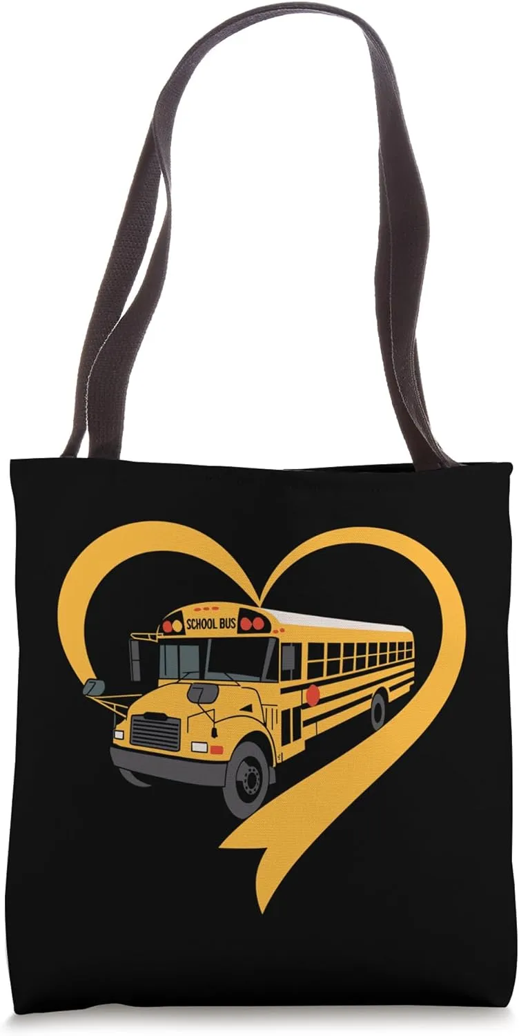 Heart School Bus Driver Tote Bag