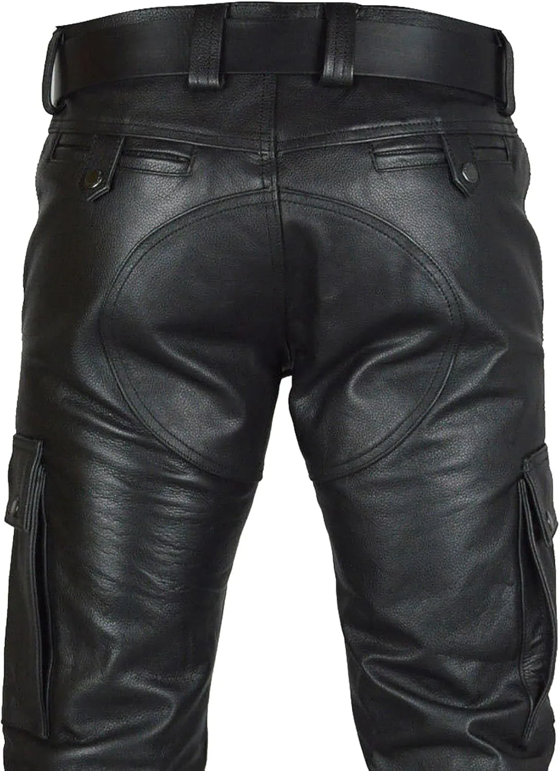 Heavy Duty Mens Leather Cargo Pants Multi Pocket Relaxed Fit Durable and Rugged Tactical Motorcycle Outdoor Trousers