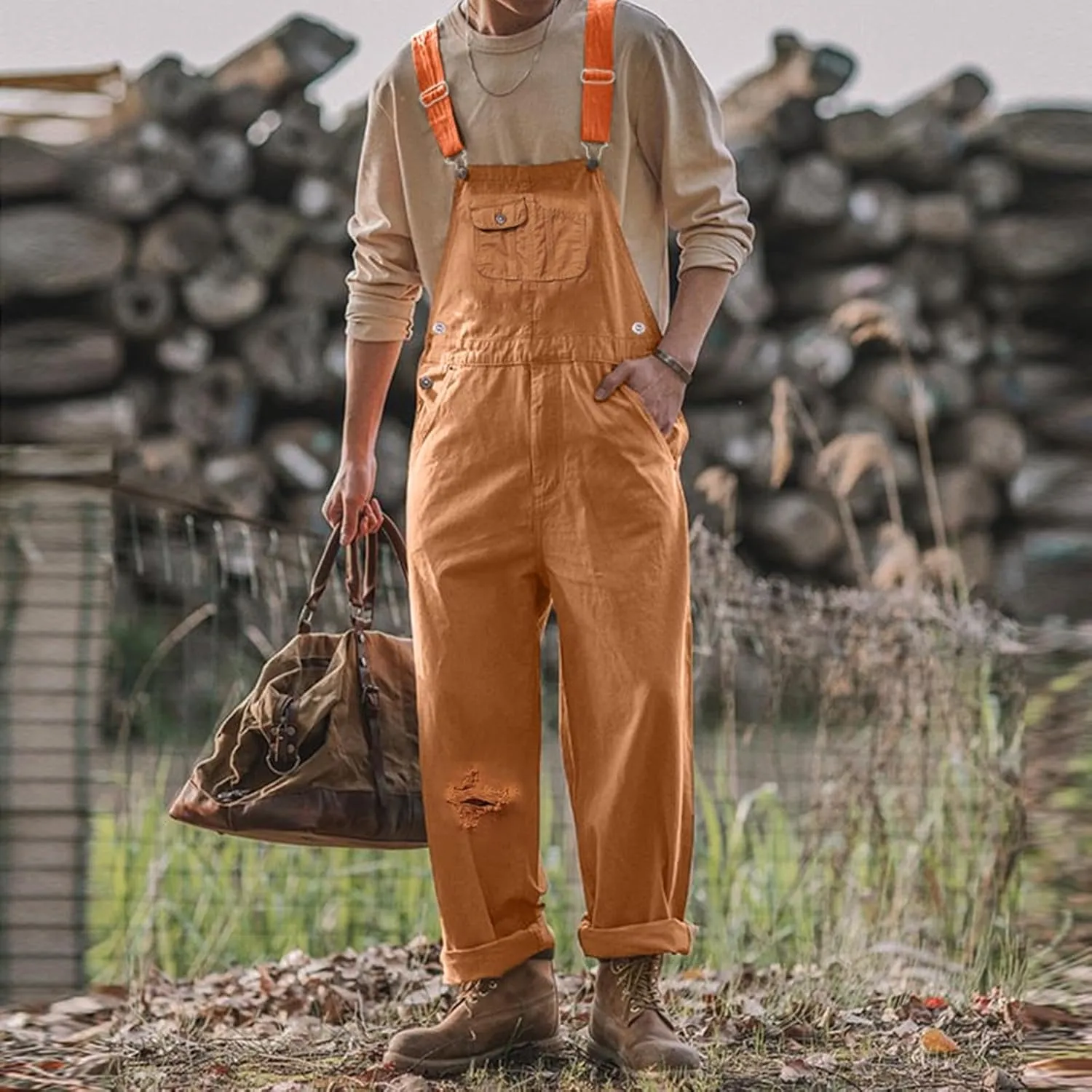 Heavy Duty Mens Work Overalls Utility Fit Comfortable Multi Pocket Rugged Design Durable and Casual Trousers