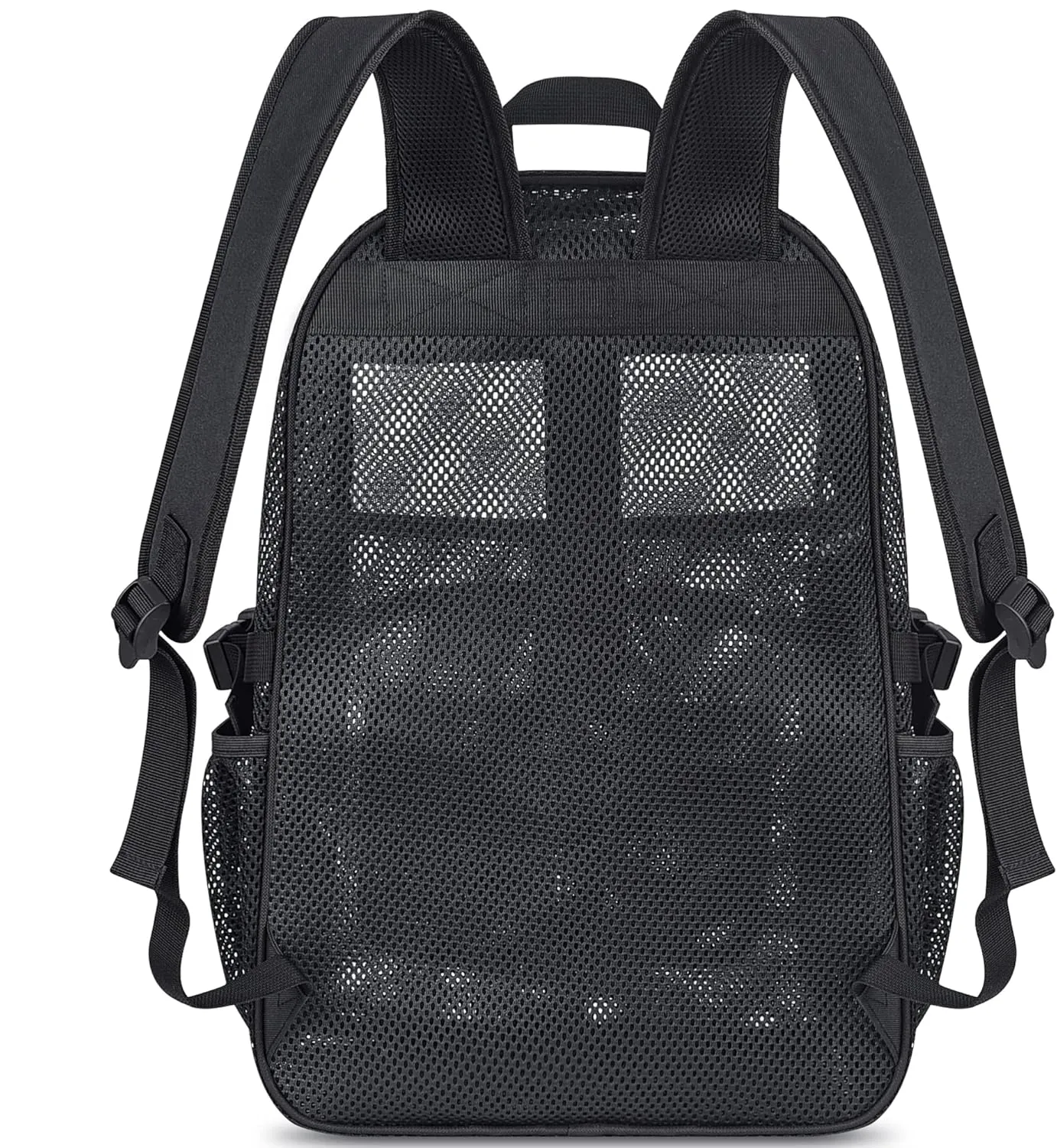 Heavy Duty Mesh Backpack for School, 22L Black Mesh School Bag with Laptop Compartment for Beach, Commuting, Swimming, Fitness, Sports (Black)