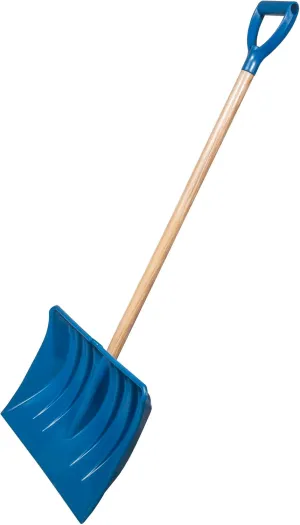 Heavy Duty Multi-Purpose Shovel - Snow, Barn, Grain, Industrial Use - Large Non-Stick Blade & Ash Hardwood D-Grip Handle - Durable & Lightweight Utility Scoop - Blue, 18in