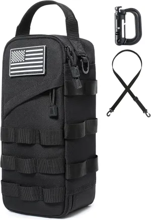 Heavy Duty Small Tool Bag with D-ring Clip,US Flag Patch & Shoulder Strap - Small Tactical Molle Zipper Tool Bag Pouch with handle,EDC Storage Tool Bag for Men,Multi-Purpose Utility Work Organizer Bag