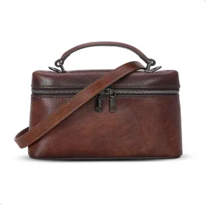 HESHE Leather Crossbody Bags for Women Small Top Handle Bag Women’s Purses and Handbags Travel Purse