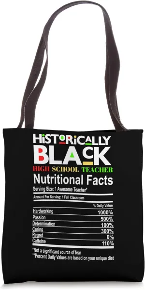 Historically Black High School Teacher Nutritional Facts Fun Tote Bag