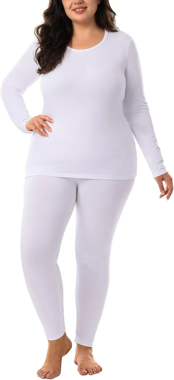 HOdo Plus Size Thermal Underwear Women Long Johns Fleece Lined Base Layer Top and Bottom Sets 1X-5X