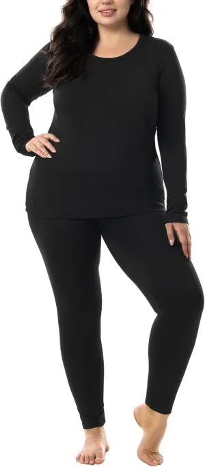 HOdo Plus Size Thermal Underwear Women Long Johns Fleece Lined Base Layer Top and Bottom Sets 1X-5X