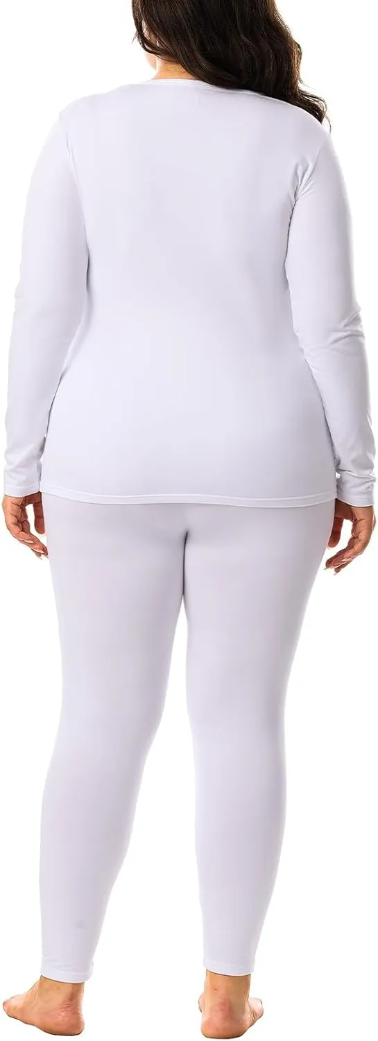 HOdo Plus Size Thermal Underwear Women Long Johns Fleece Lined Base Layer Top and Bottom Sets 1X-5X