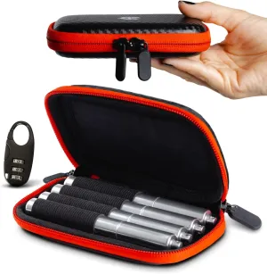 Holder Case Smell Proof with 4 King Size Metal Tubes, Odor Proof Pouch with Pre Roll Tube, Cigarette Container With Lock, Triple Odor-Blocking System, Child-Proof Double Zipper (4 tubes - king Size)