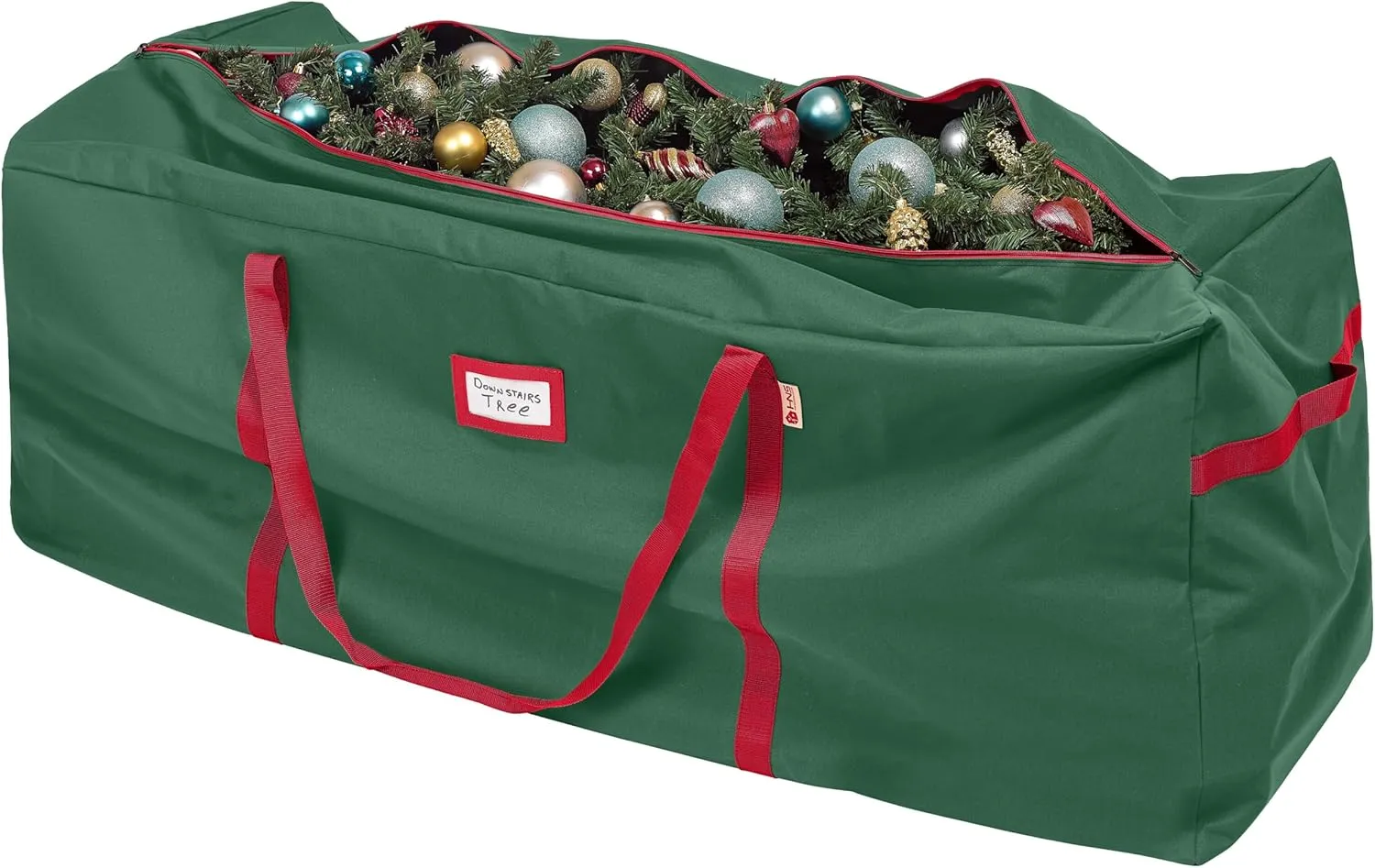 HOLDN’ STORAGE Christmas Tree Bag Heavy Duty 600D Oxford - Christmas Tree Bags Storage Fits Up To 7.5Ft, Extra Wide, Waterproof Storage Bags with Reinforced Handles & Zipper - Green