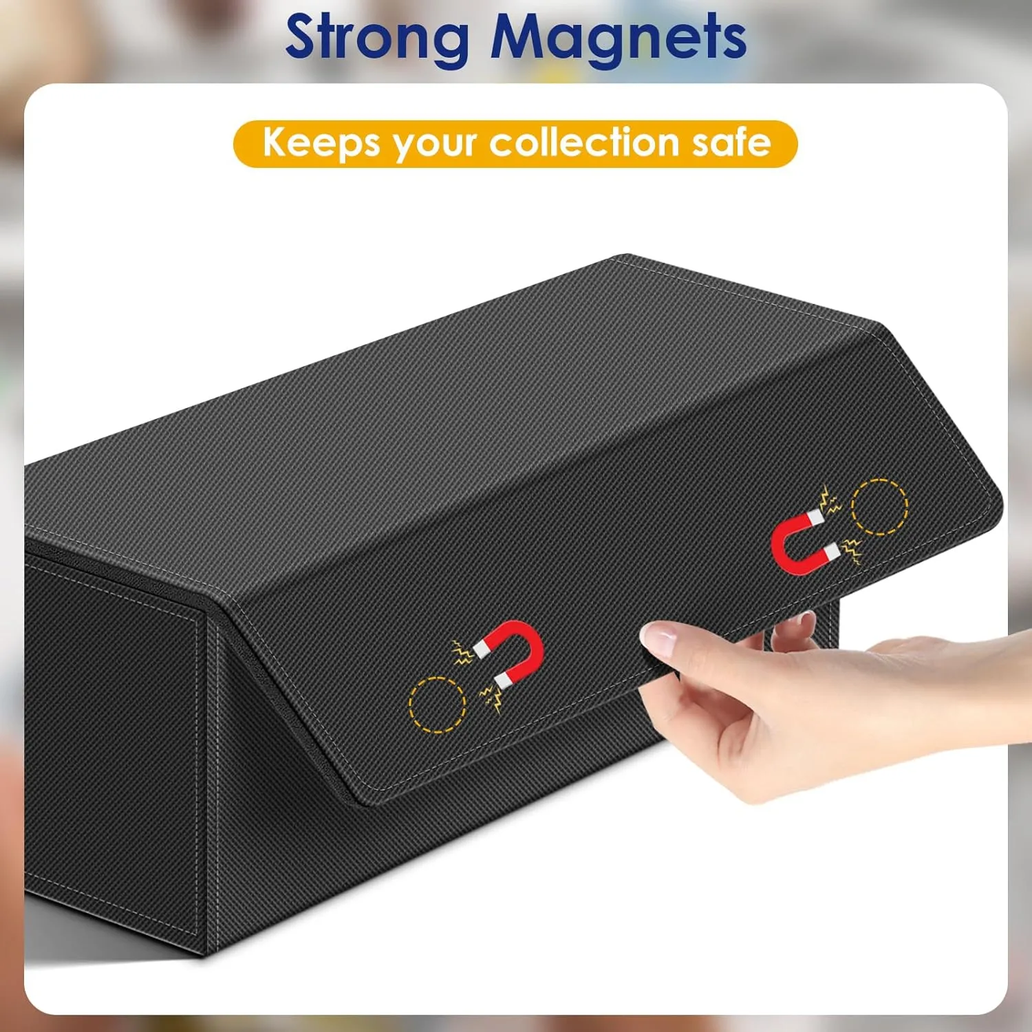 Homthy 600 Card Deck Case for Trading, Leather Magnetic Closure Commander Storage Box Fit for Sports, Game, Standard Cards (Black)