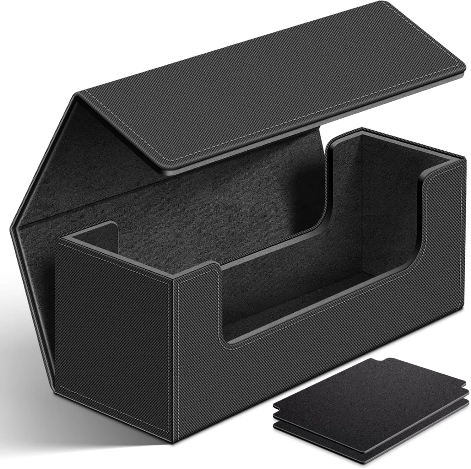 Homthy 600 Card Deck Case for Trading, Leather Magnetic Closure Commander Storage Box Fit for Sports, Game, Standard Cards (Black)