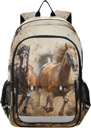 Horses Print Backpack for Boys Middle-School Elementary Bookbags 20325348
