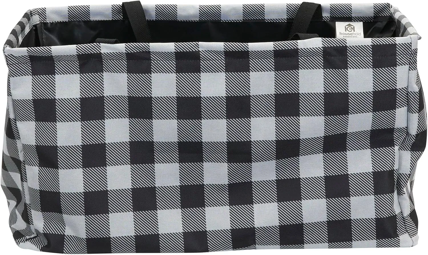 Household Essentials Krush Container All-Purpose Utility Tote, Water-Resistant Vinyl Lining, Buffalo Plaid
