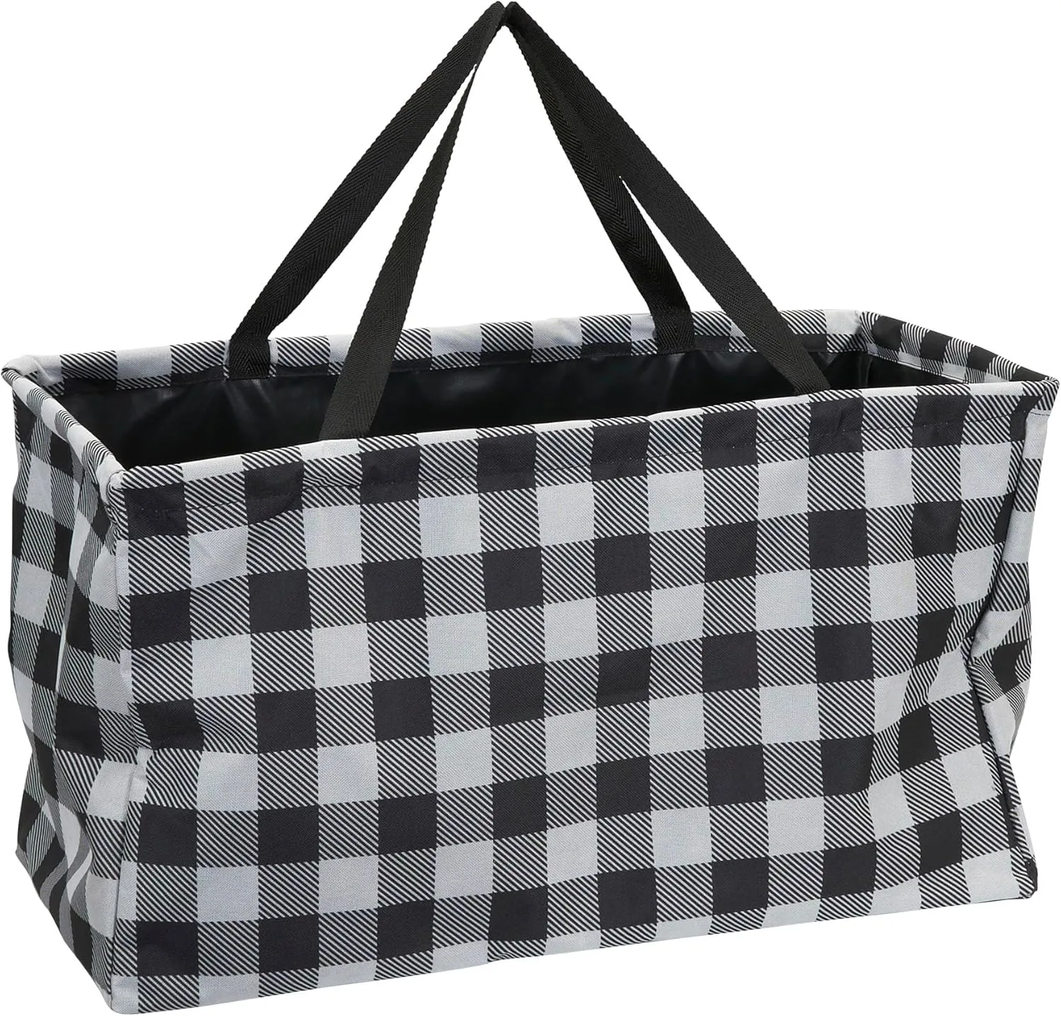 Household Essentials Krush Container All-Purpose Utility Tote, Water-Resistant Vinyl Lining, Buffalo Plaid