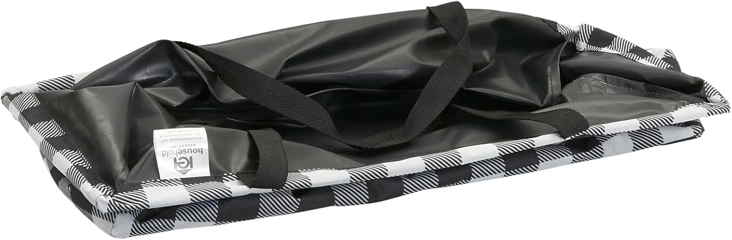 Household Essentials Krush Container All-Purpose Utility Tote, Water-Resistant Vinyl Lining, Buffalo Plaid