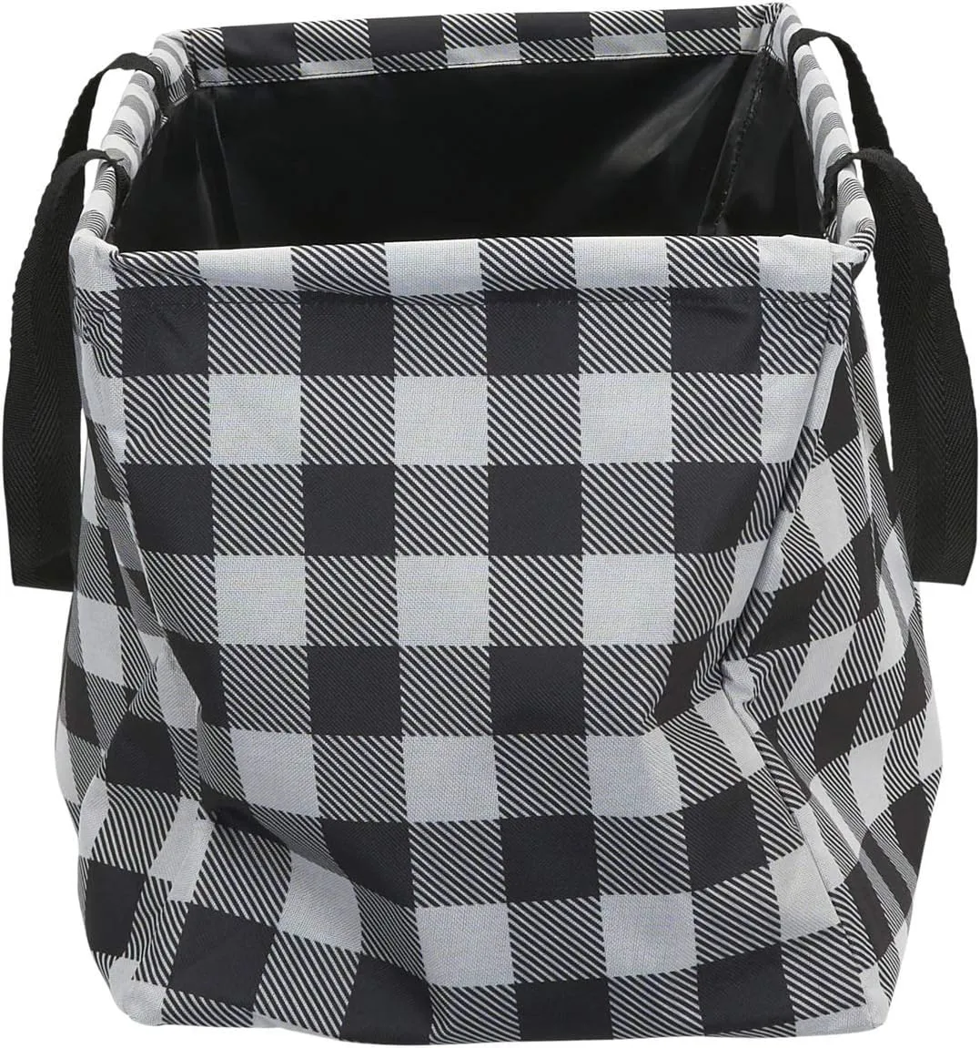 Household Essentials Krush Container All-Purpose Utility Tote, Water-Resistant Vinyl Lining, Buffalo Plaid
