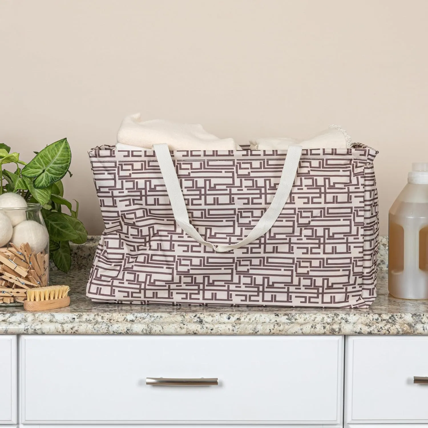 Household Essentials Tan Geometric Krush Container All-Purpose Utility Tote