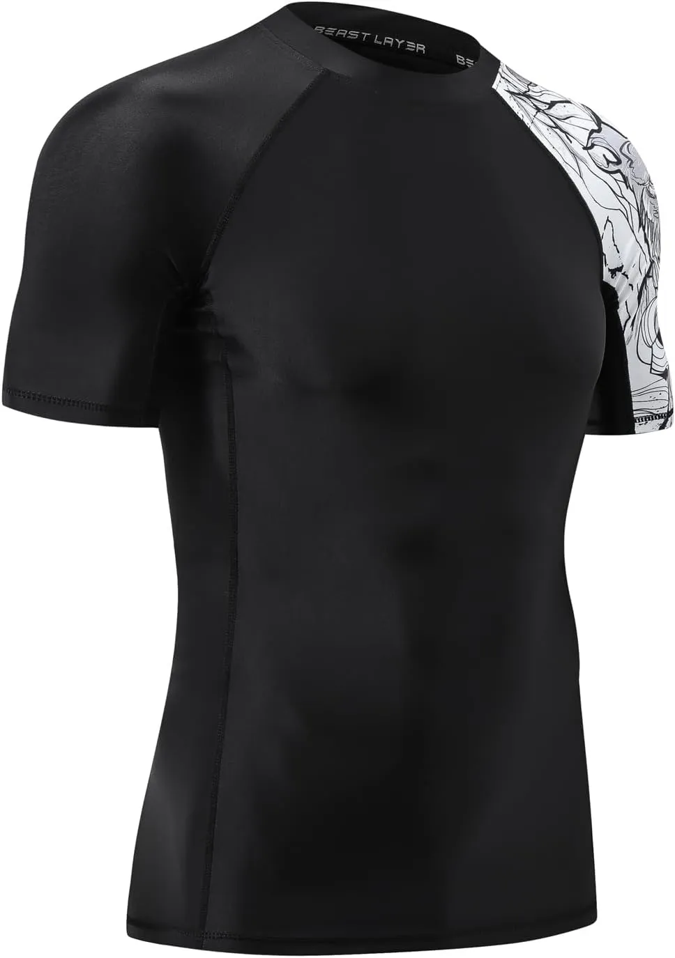 HUGE SPORTS Men's Splice UV Sun Protection UPF 50  Skins Rash Guard Short Sleeves