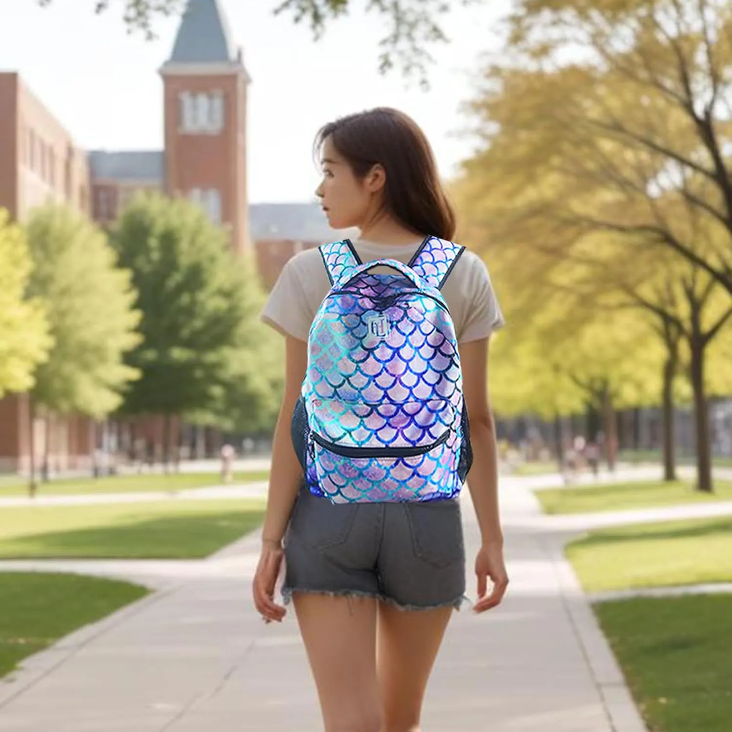 HUGLAZY Mermaid Backpack for Girls Women, Cute Kids School Backpack Cartoon Lightweight School Galaxy Back pack for Travel Daily