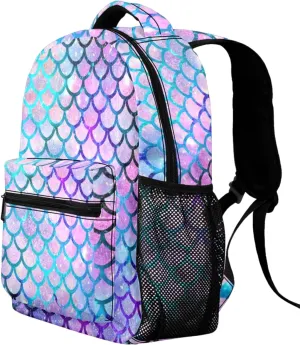 HUGLAZY Mermaid Backpack for Girls Women, Cute Kids School Backpack Cartoon Lightweight School Galaxy Back pack for Travel Daily