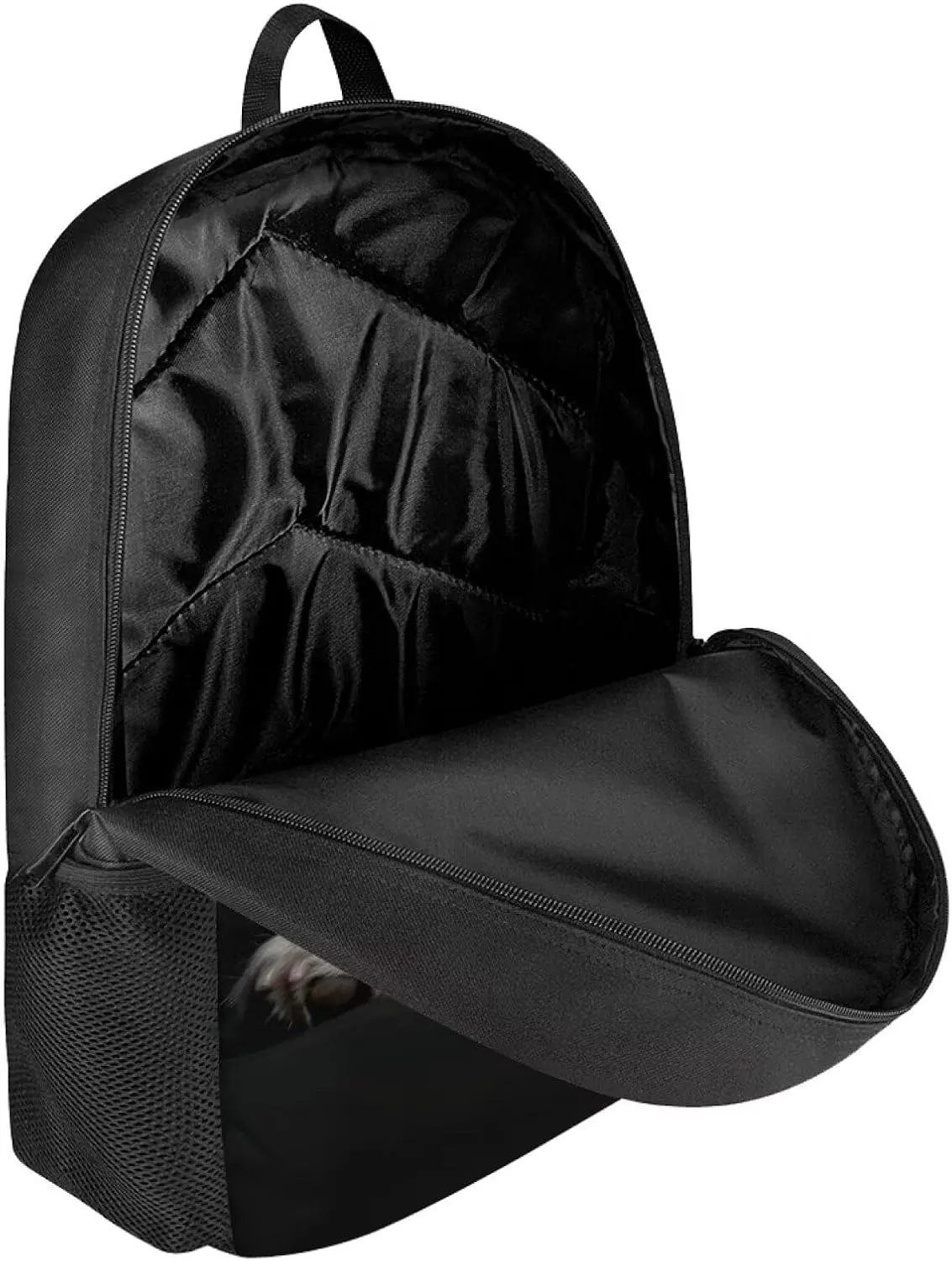 HUGS IDEA Black Corgi School Backpack Bookbag Casual Travel Bag for Boys Girls, Elementary High School Students Backpack, 17 Inches
