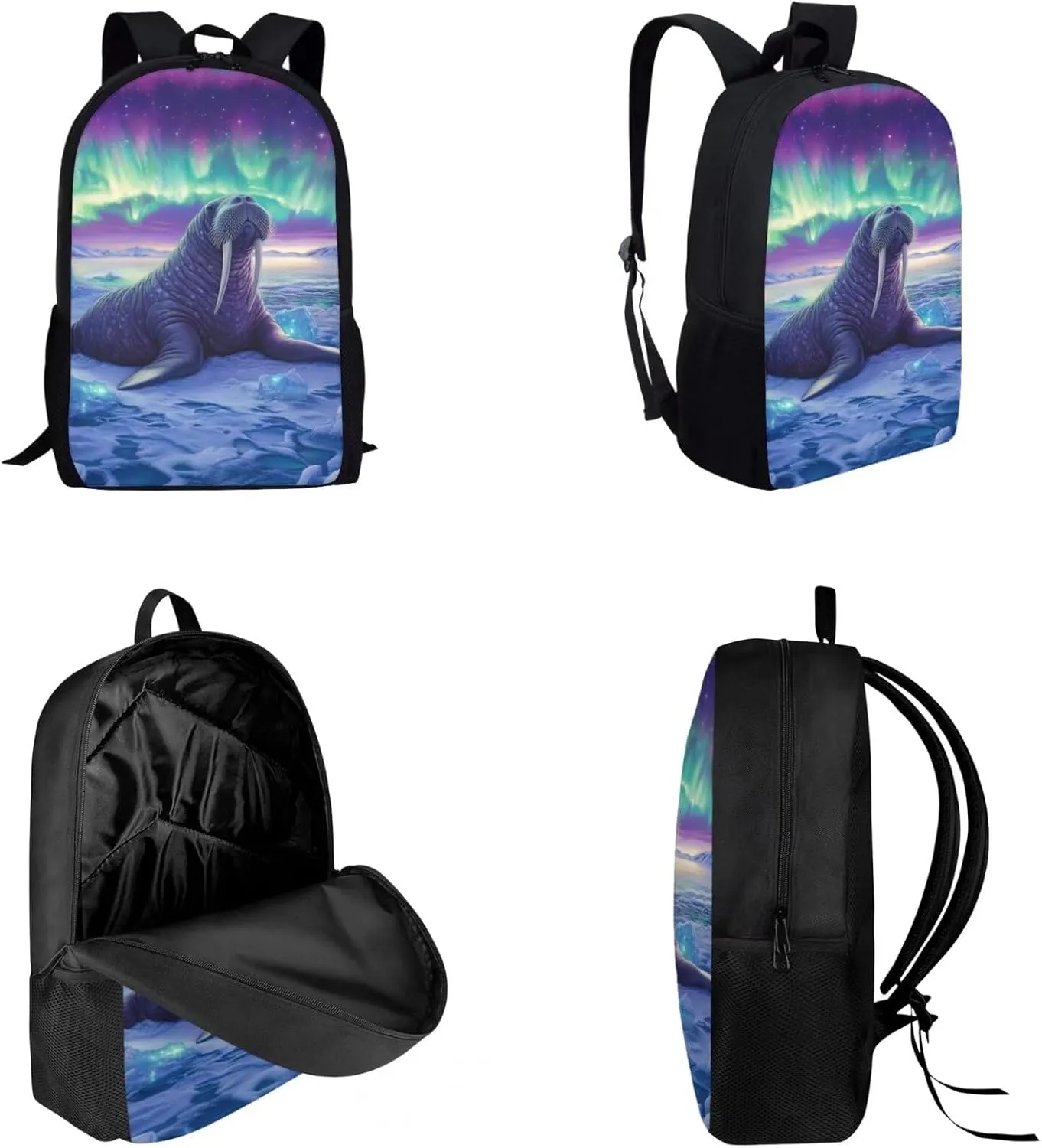 HUGS IDEA Seal Kids Backpack Set 3Pcs Kids Backpack for Girls Boys School Backpack with Lunch Bag Pen Bag Set for Kindergarten Preschool Elementary School Students 17 Inch Children Travel Handbag