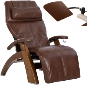 Human Touch PC-420 Manual Zero Gravity Perfect Chair Recliner Performance Upholstery Package Walnut   Laptop Desk - Oak Premium Leather