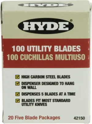 HYDE 42150 Heavy Duty (.025) Utility Blade Dispenser, 100 Blades